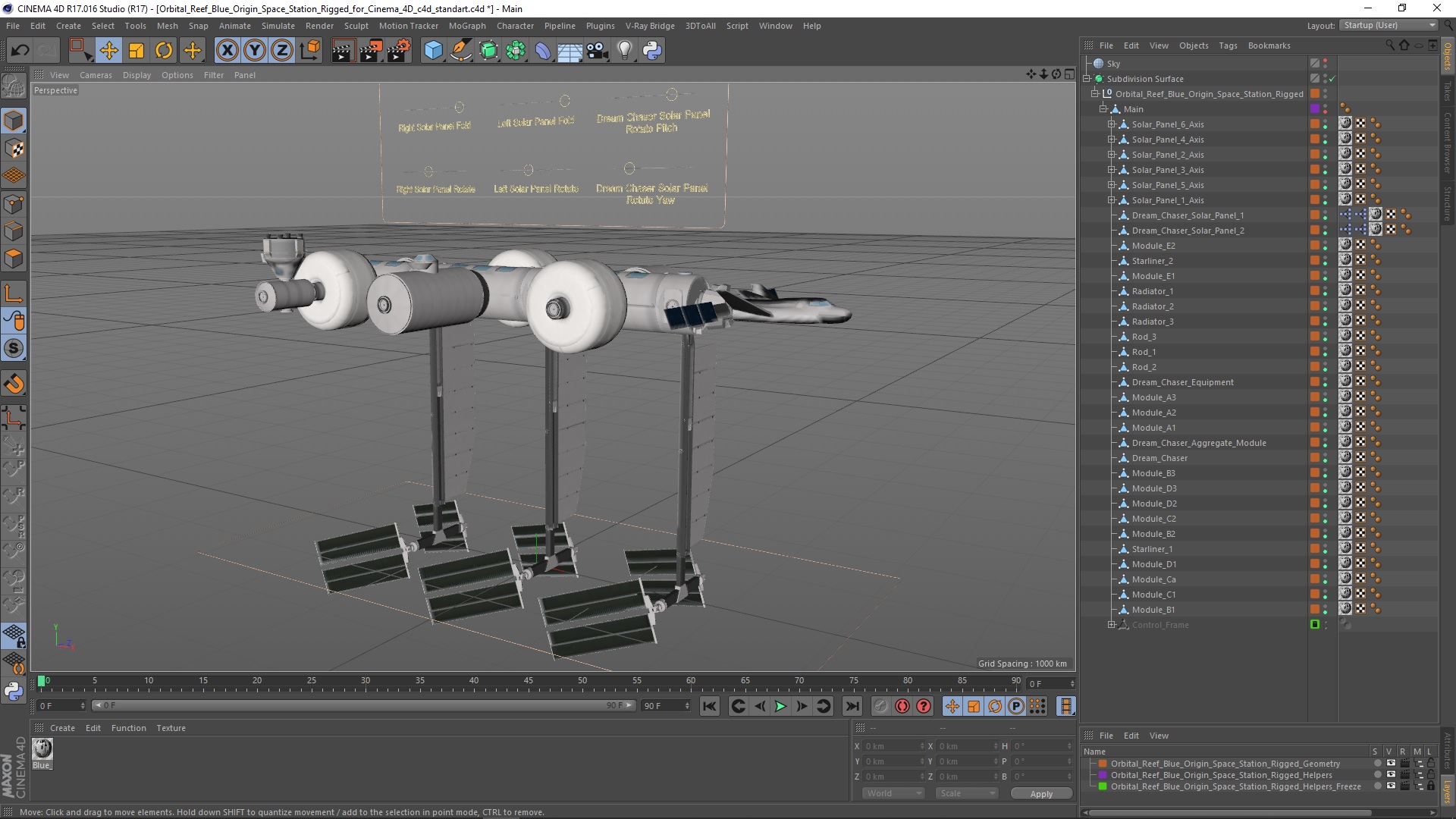 Orbital Reef Blue Origin Space Station Rigged for Cinema 4D 3D model