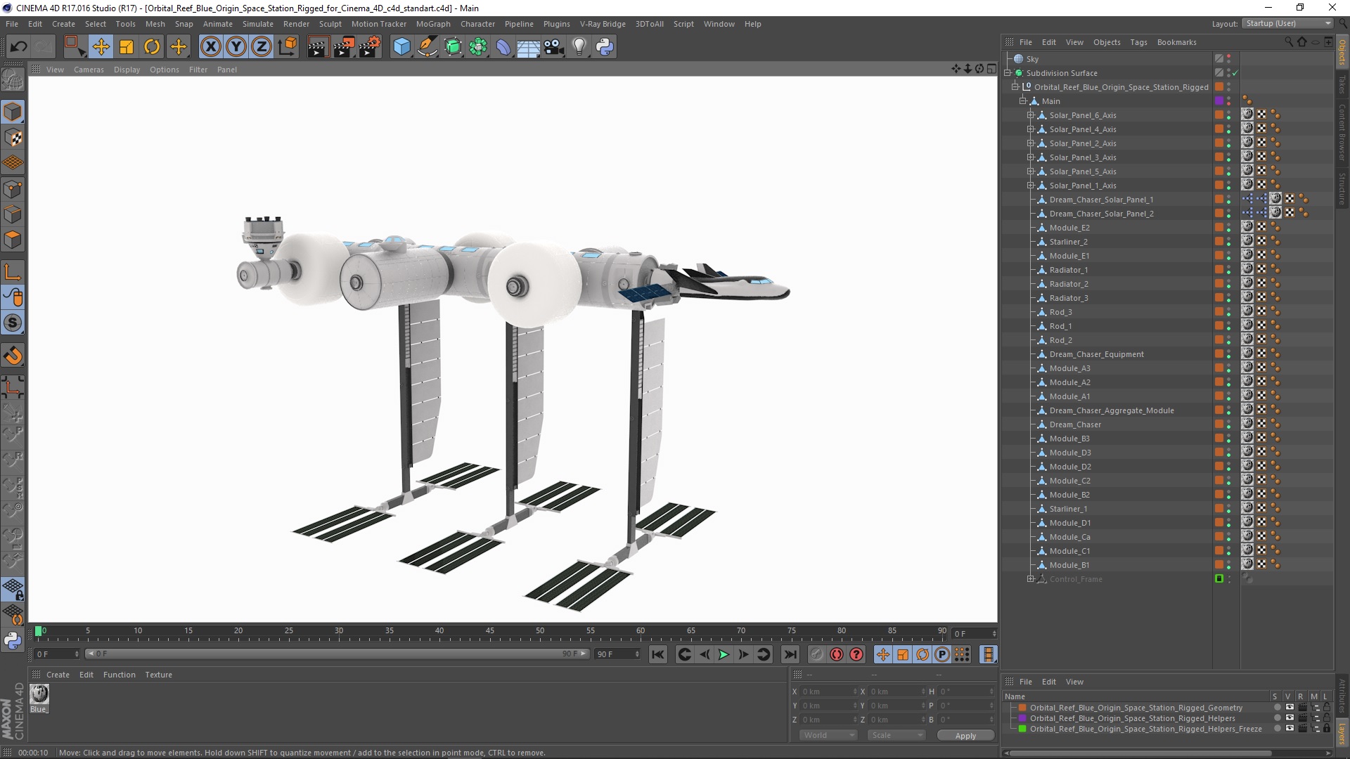 Orbital Reef Blue Origin Space Station Rigged for Cinema 4D 3D model