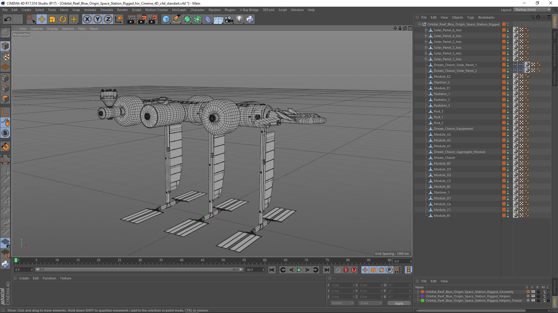 Orbital Reef Blue Origin Space Station Rigged for Cinema 4D 3D model
