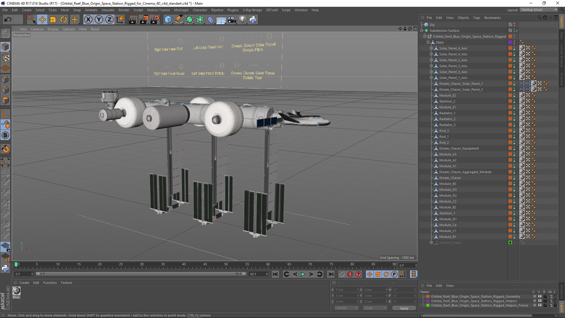 Orbital Reef Blue Origin Space Station Rigged for Cinema 4D 3D model