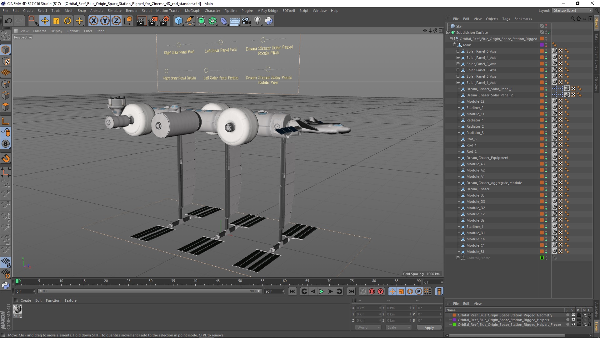 Orbital Reef Blue Origin Space Station Rigged for Cinema 4D 3D model