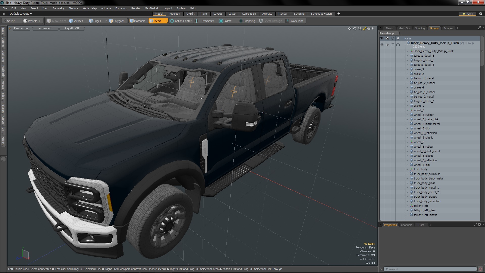 Black Heavy Duty Pickup Truck 3D model