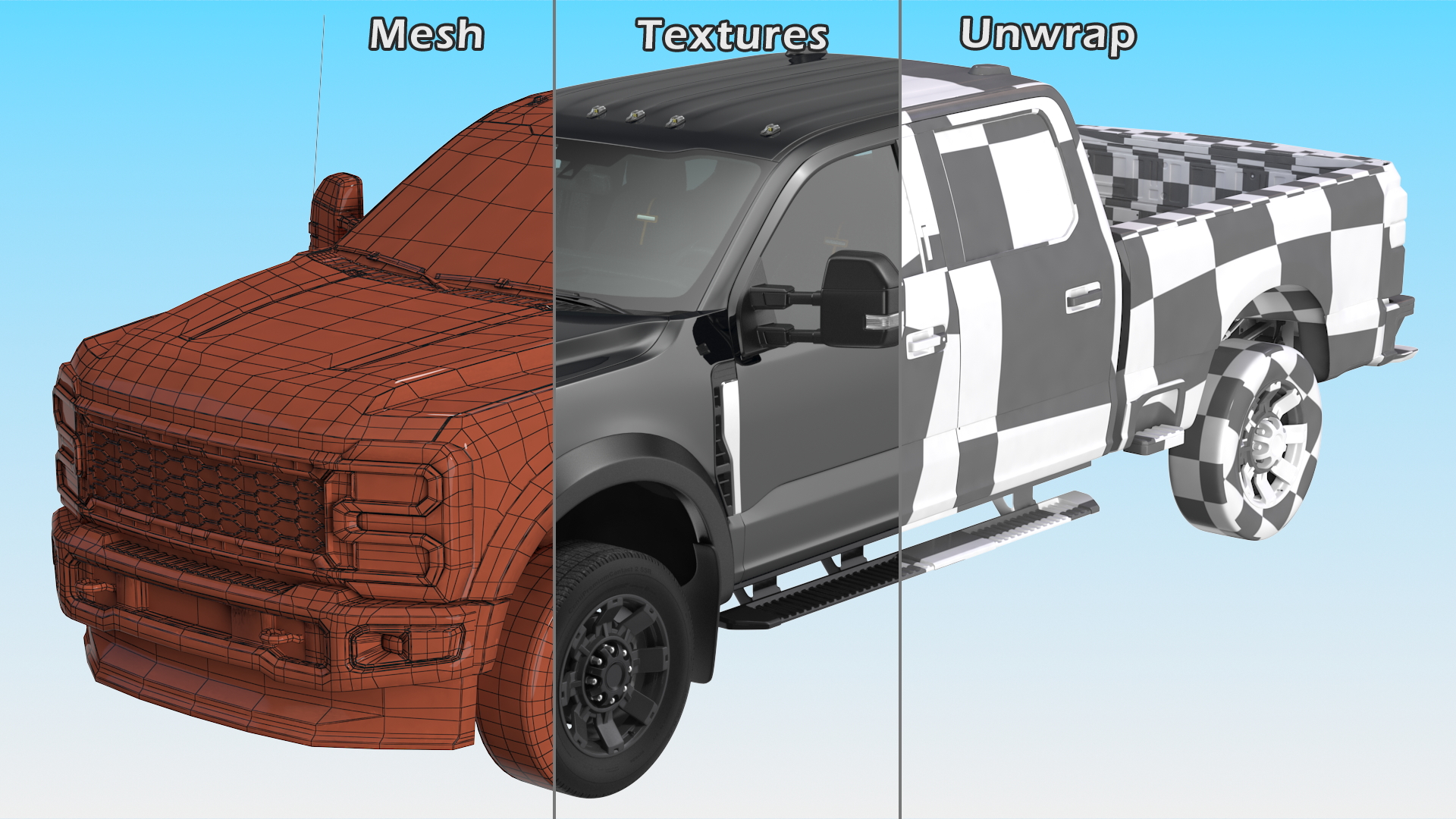 Black Heavy Duty Pickup Truck 3D model