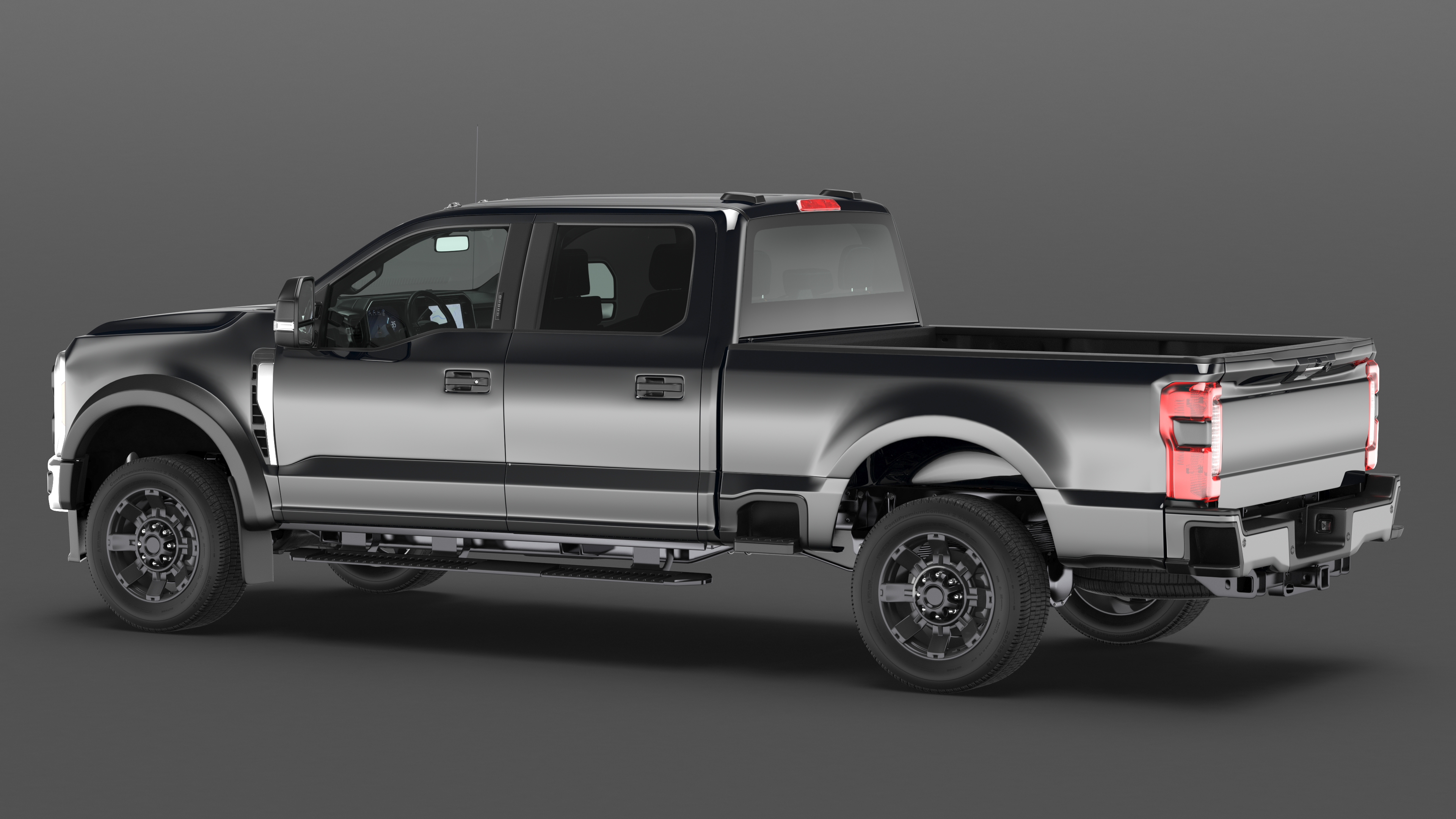Black Heavy Duty Pickup Truck 3D model