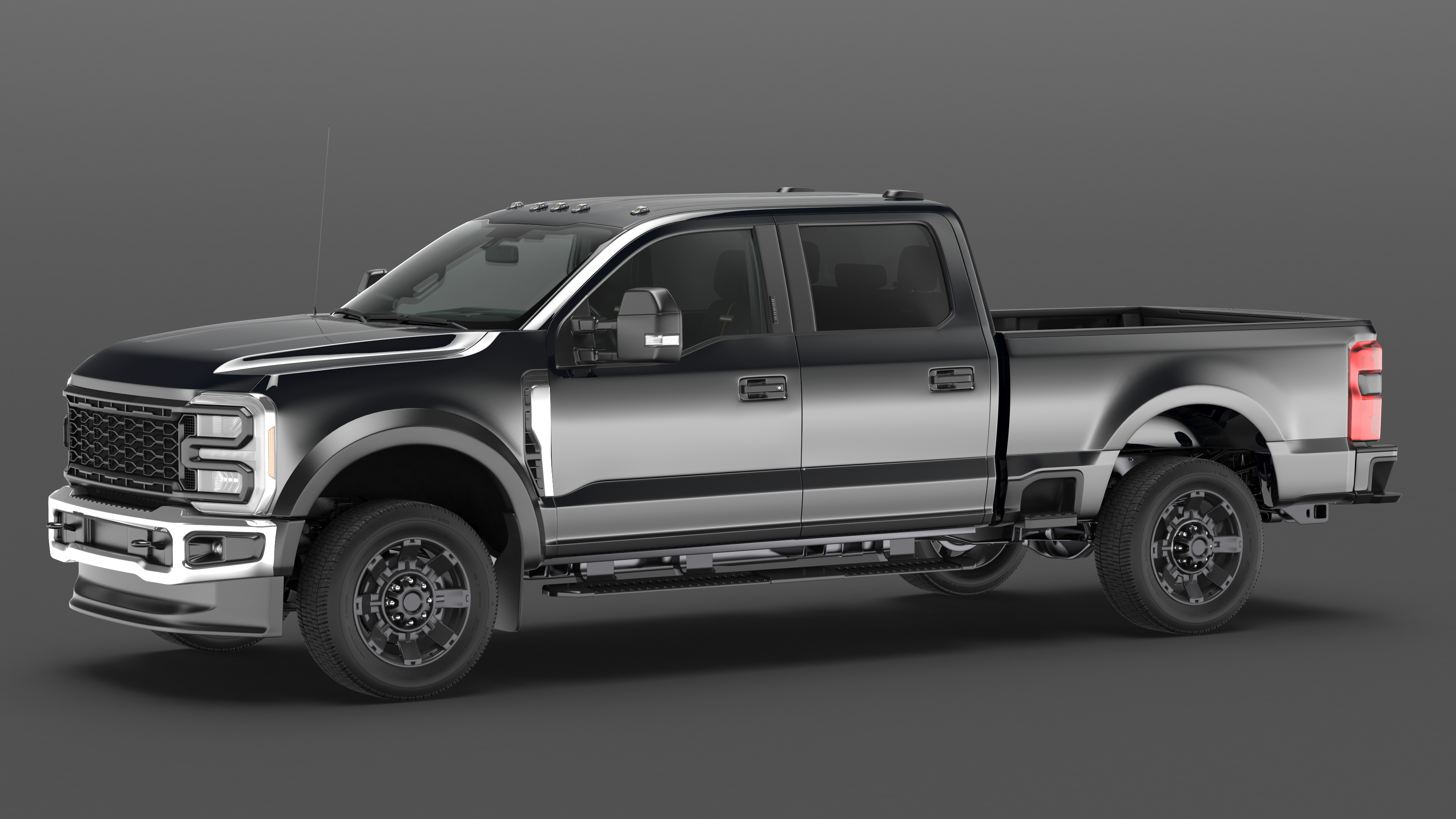 Black Heavy Duty Pickup Truck 3D model