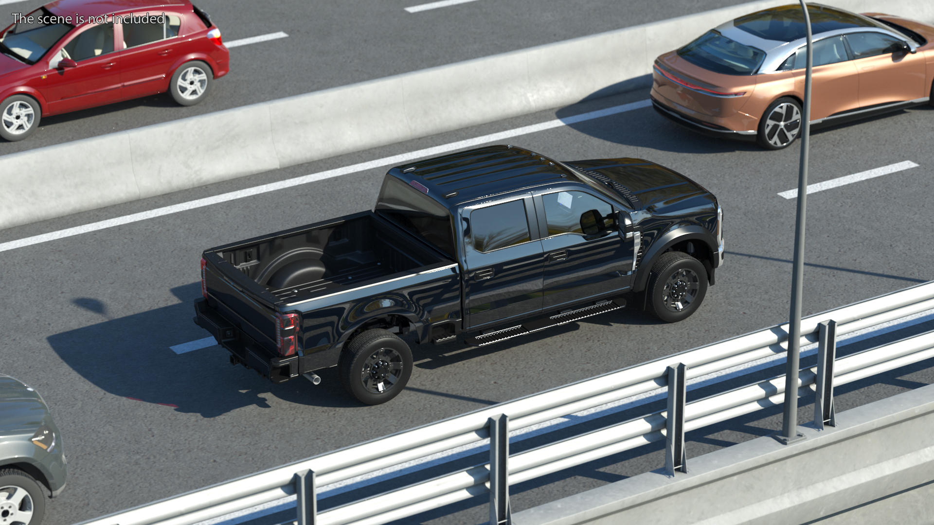 Black Heavy Duty Pickup Truck 3D model