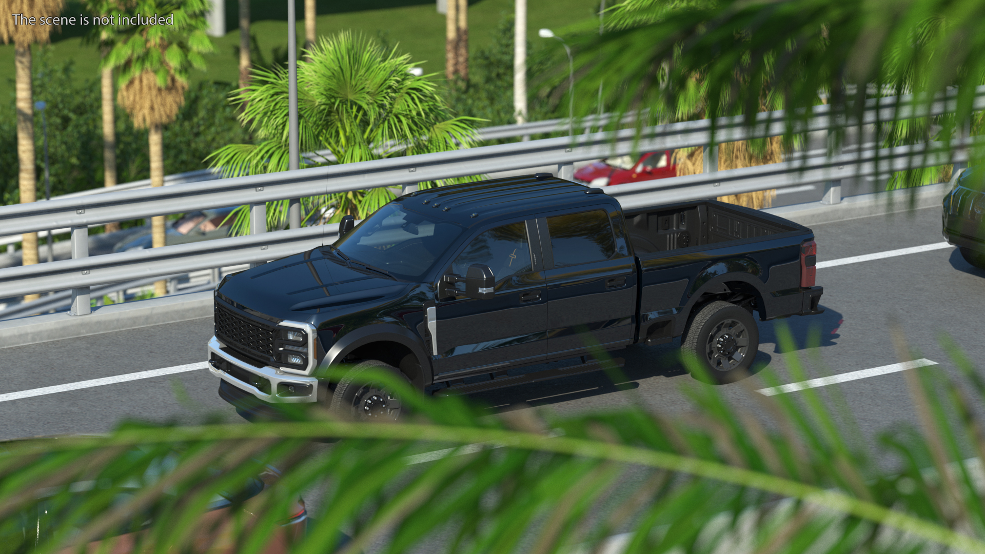 Black Heavy Duty Pickup Truck 3D model