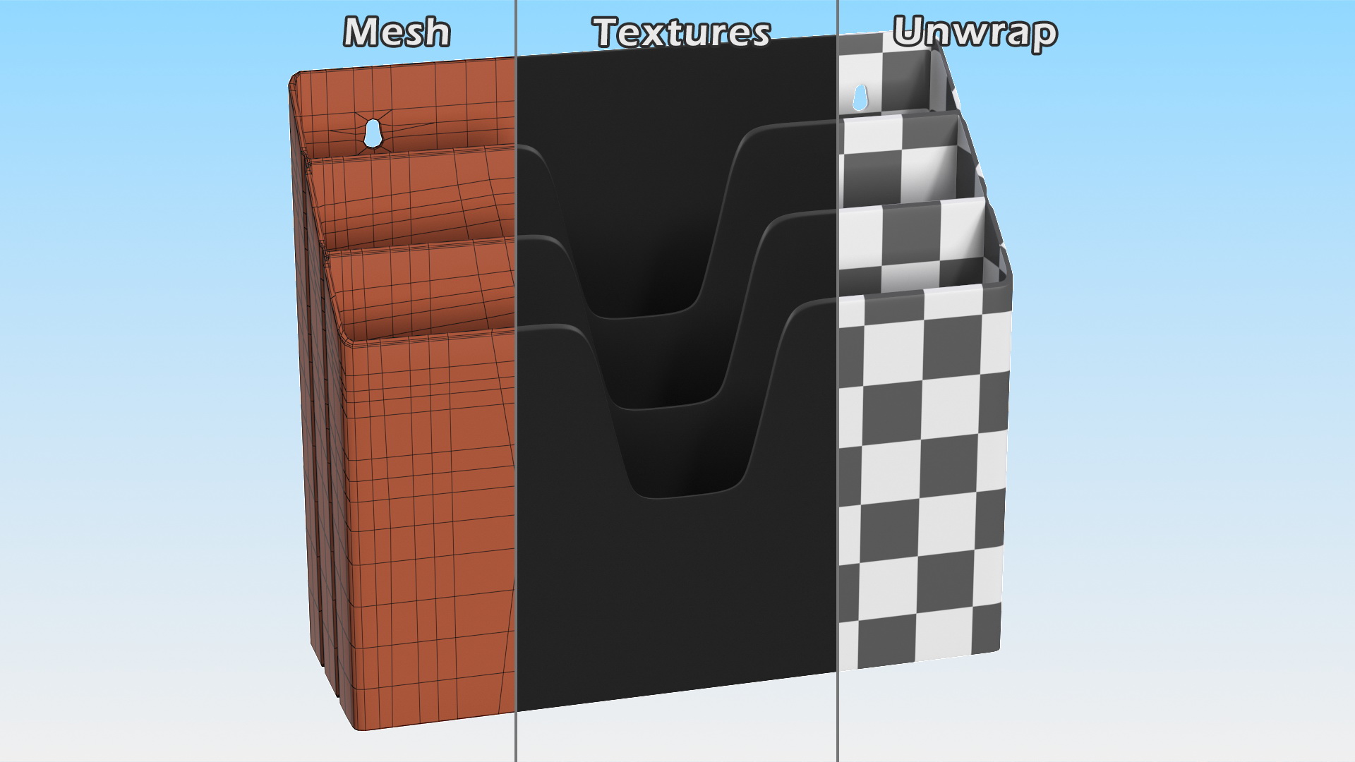 3D Horizontal Folder Organizer Black model