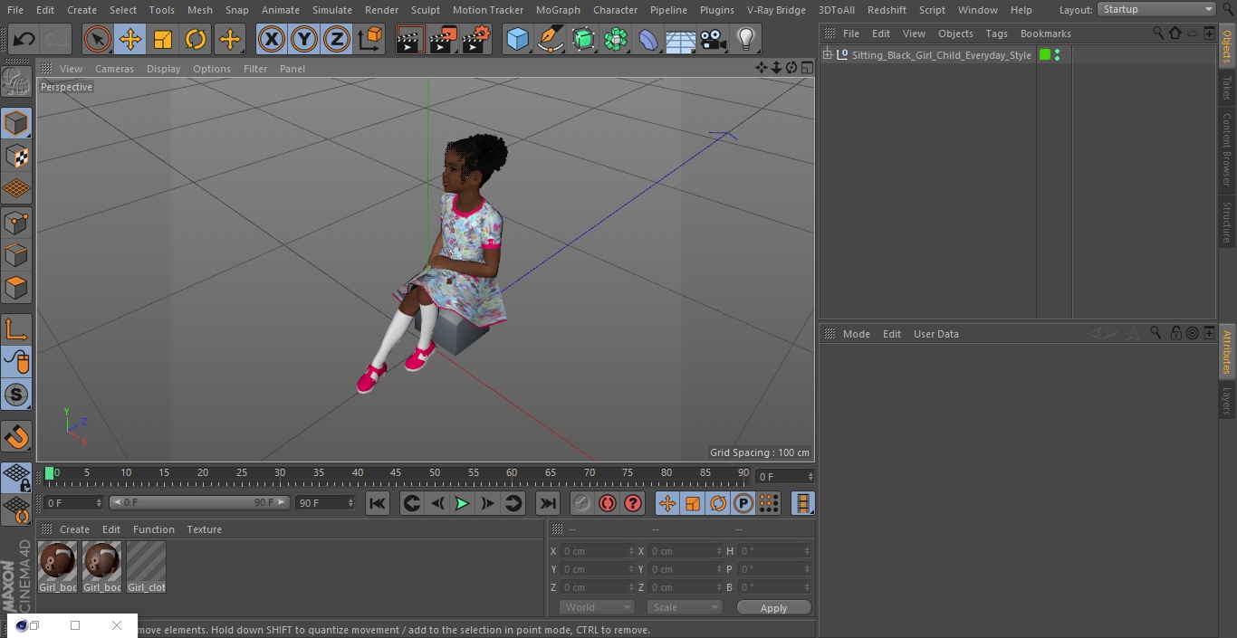 Sitting Black Girl Child Everyday Style 3D model