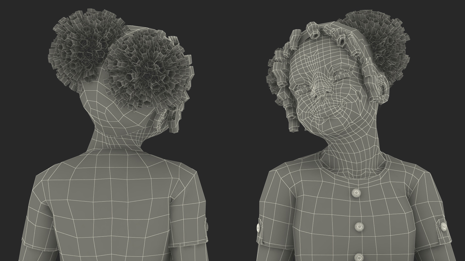 Sitting Black Girl Child Everyday Style 3D model