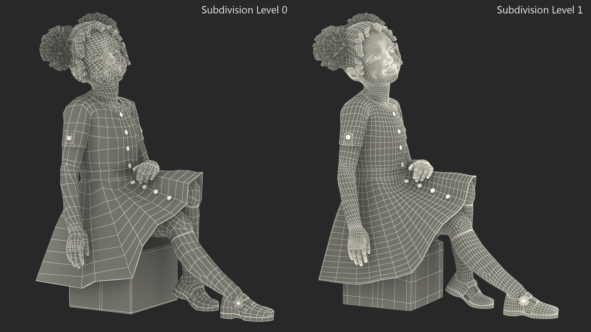Sitting Black Girl Child Everyday Style 3D model