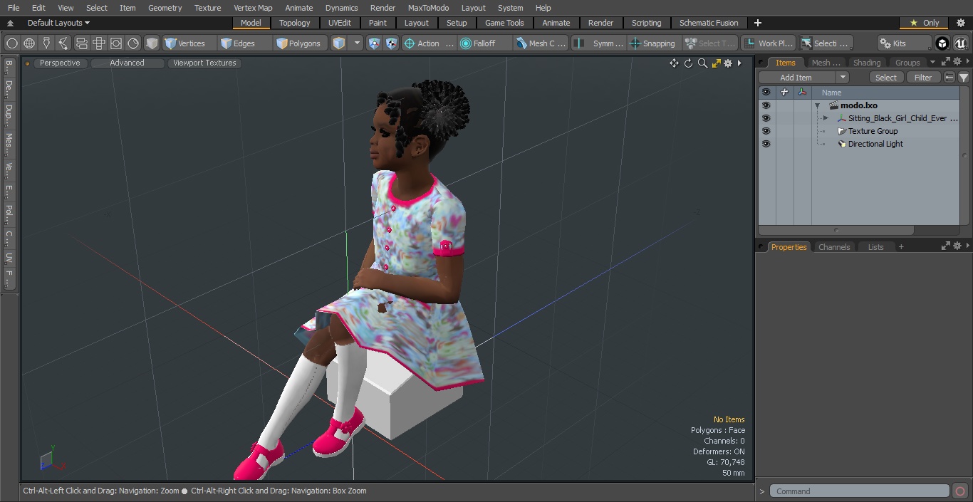 Sitting Black Girl Child Everyday Style 3D model