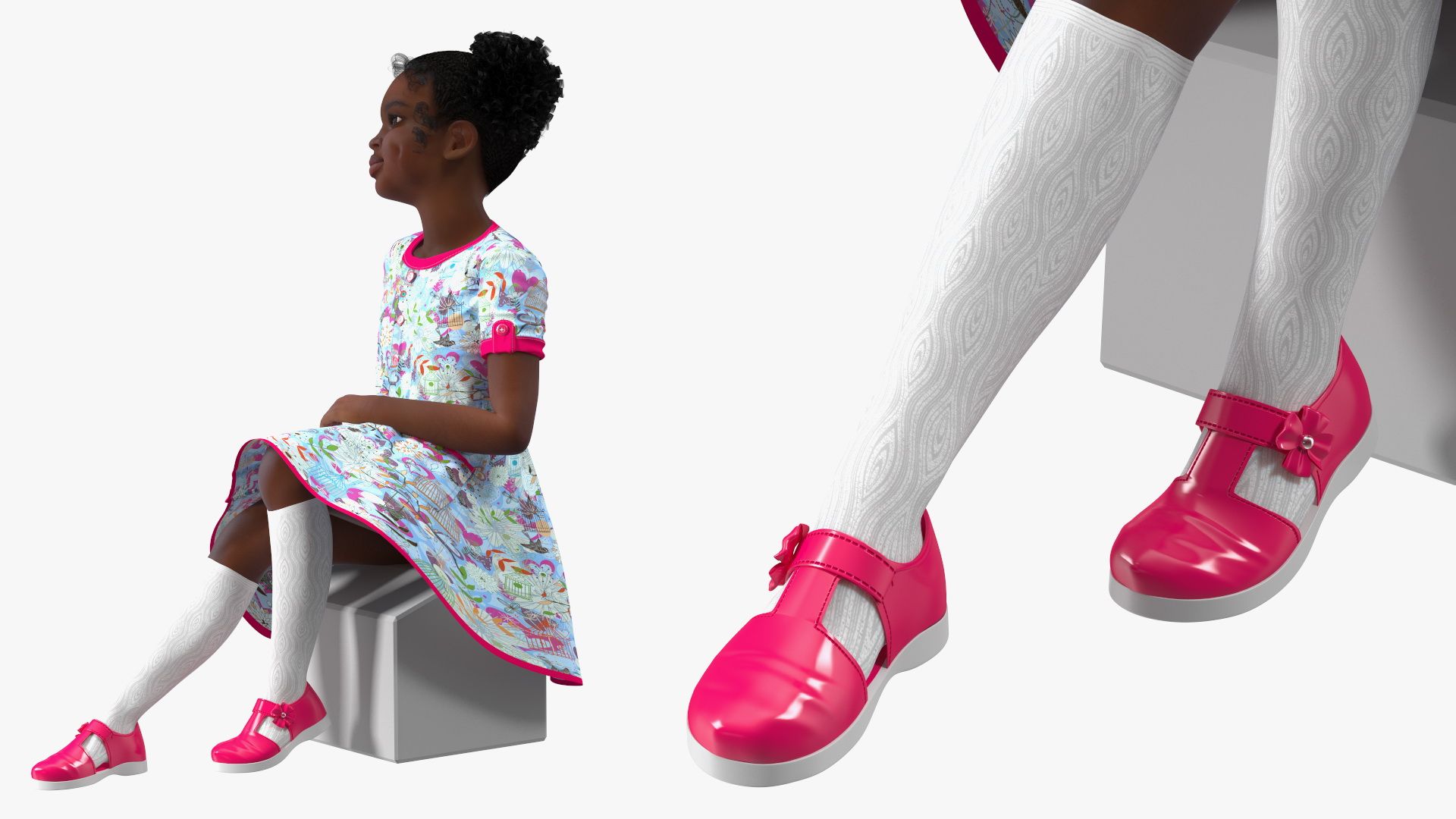 Sitting Black Girl Child Everyday Style 3D model