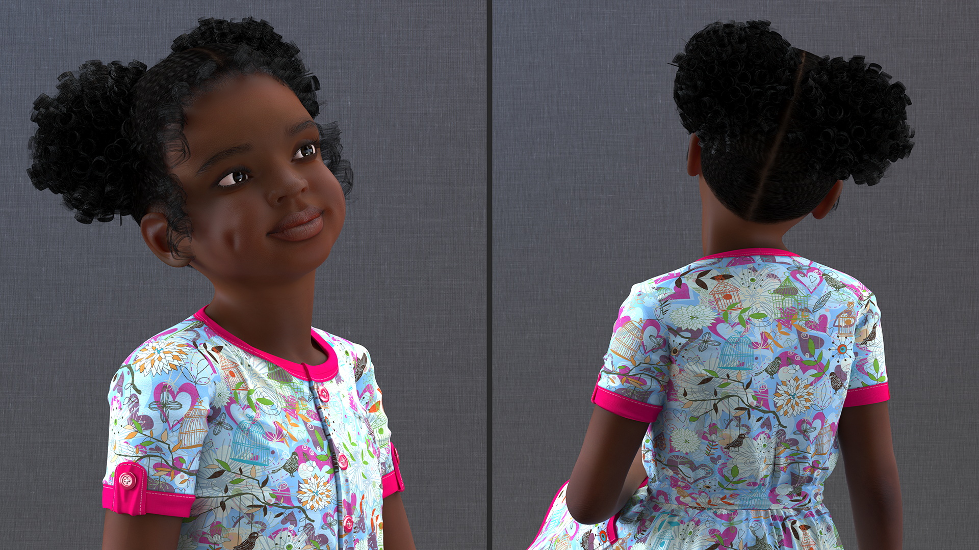 Sitting Black Girl Child Everyday Style 3D model