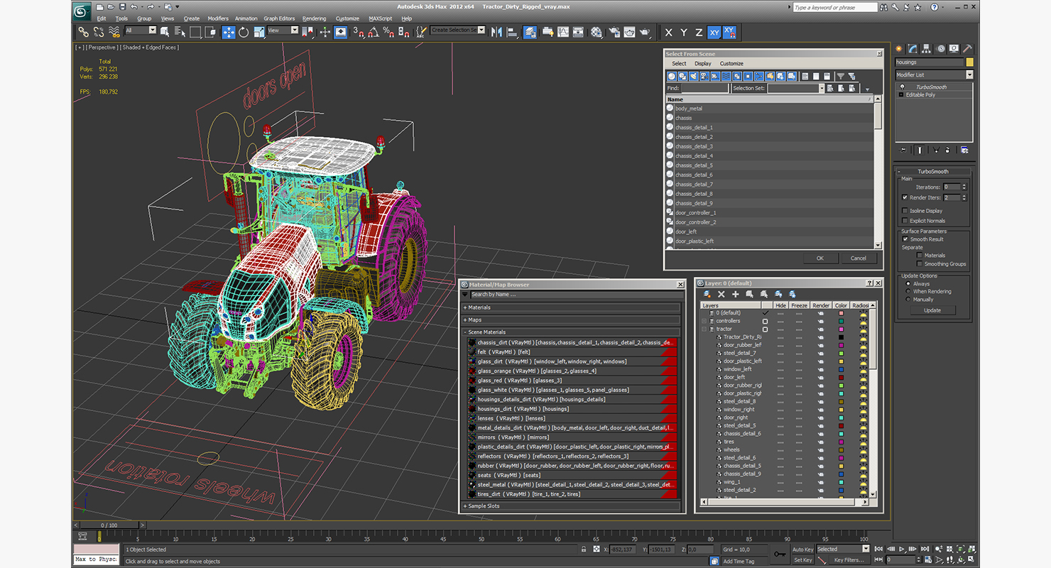 3D model Tractor Dirty Rigged