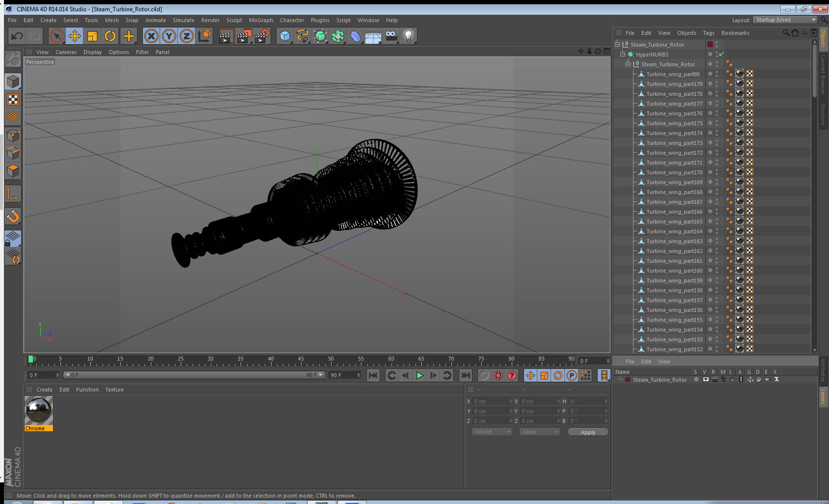 Steam Turbine Rotor 3D model