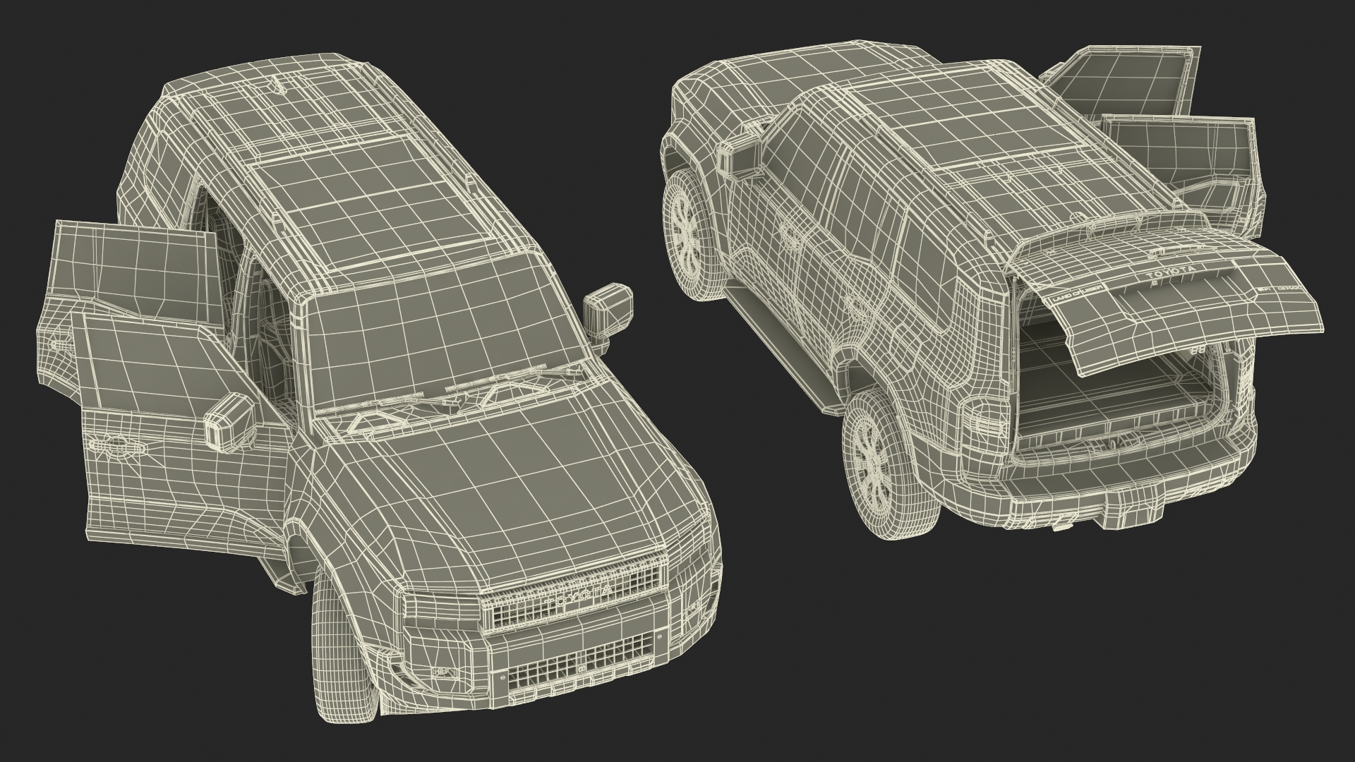 Toyota Land Cruiser 2024 Blue Color Rigged 3D