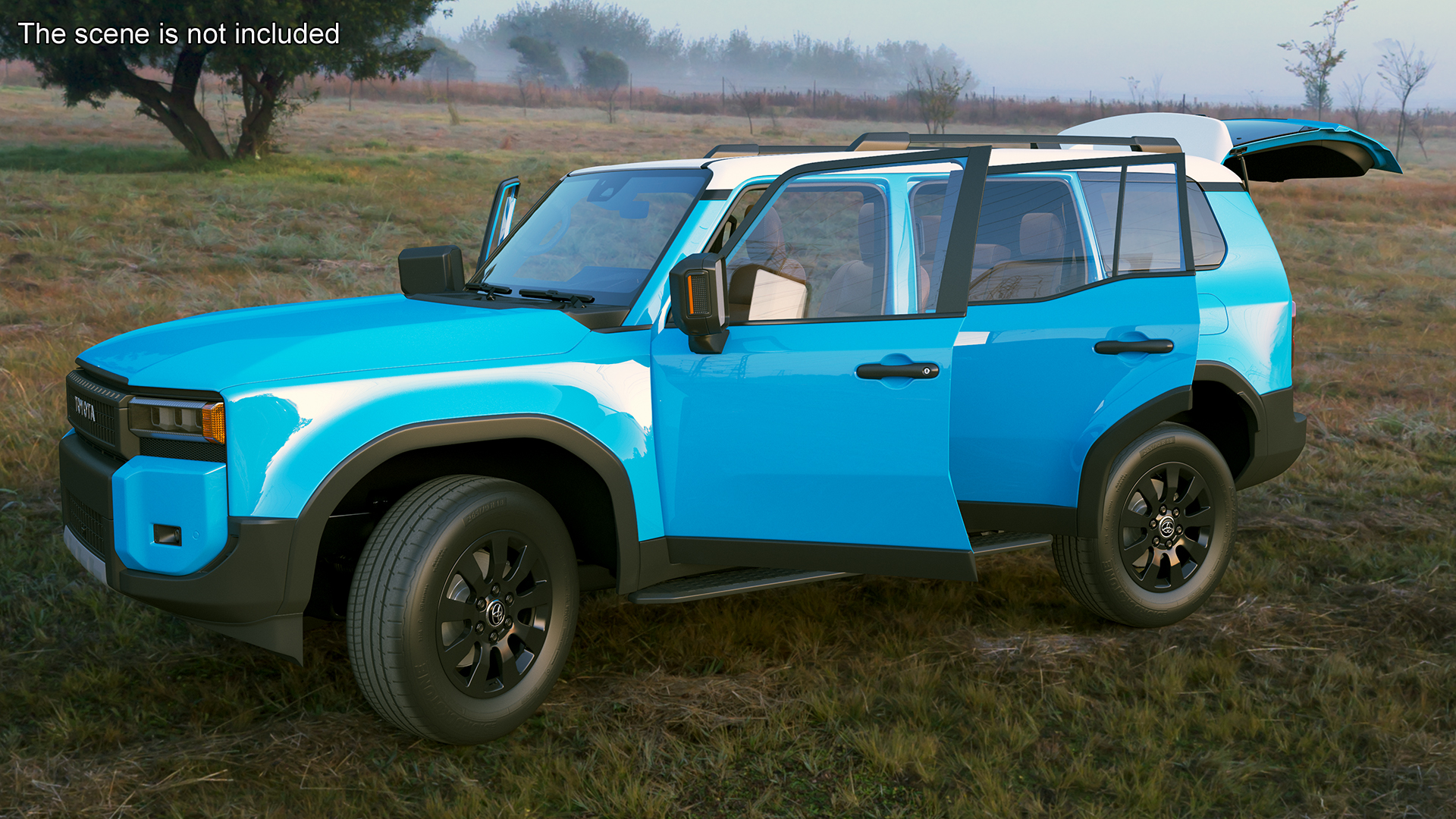 Toyota Land Cruiser 2024 Blue Color Rigged 3D
