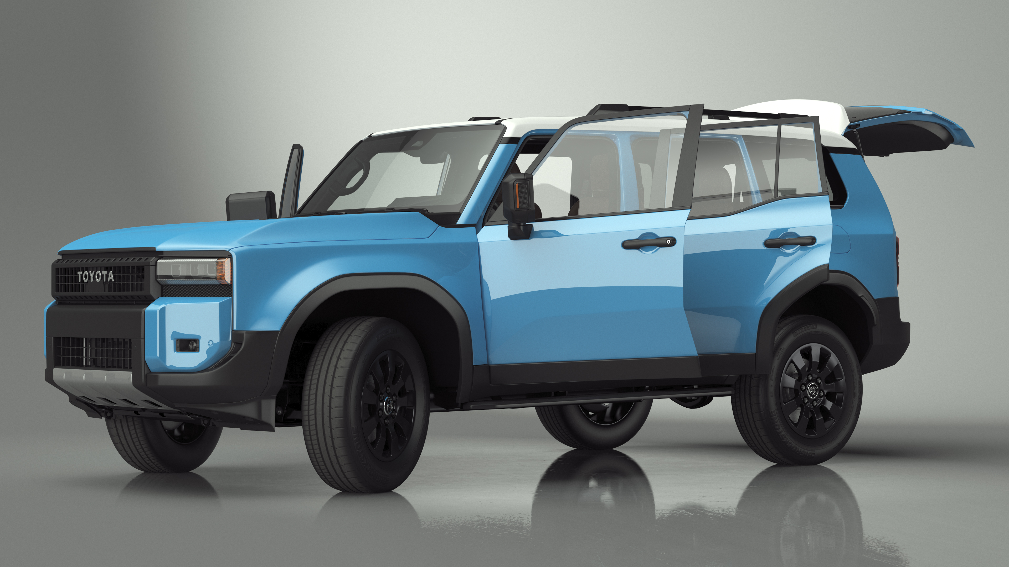 Toyota Land Cruiser 2024 Blue Color Rigged 3D