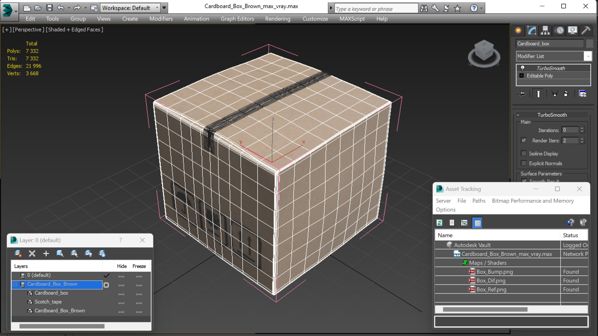 Cardboard Box Brown 3D model