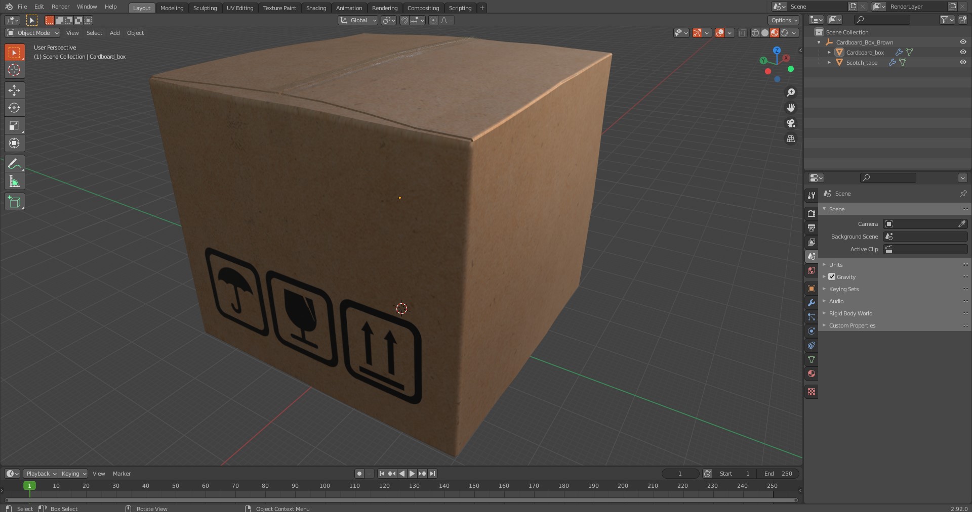 Cardboard Box Brown 3D model