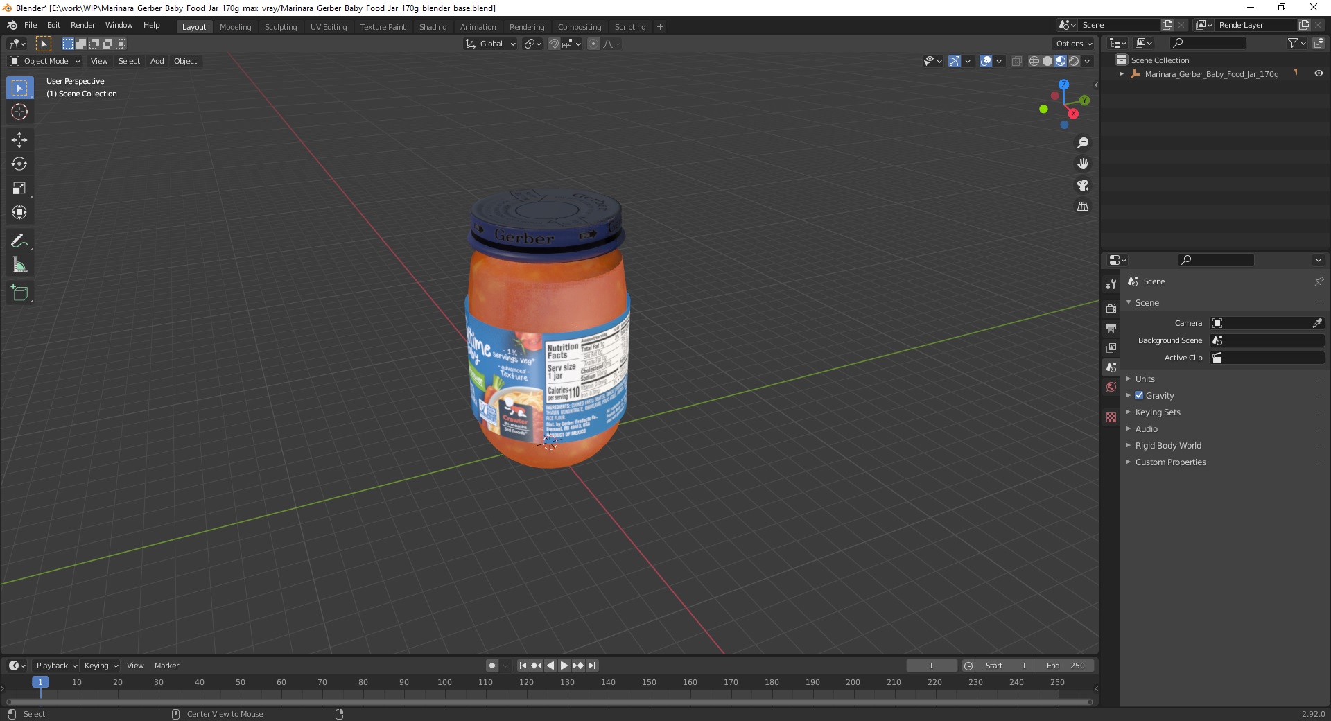 Marinara Gerber Baby Food Jar 170g 3D model