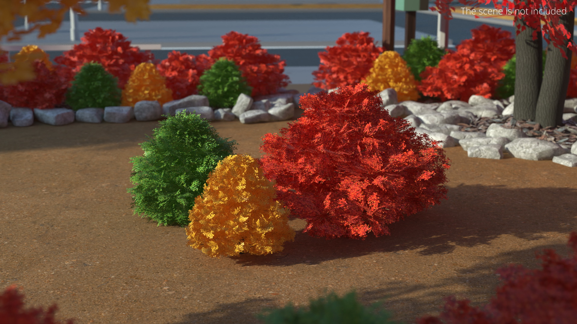 LowPoly Garden Shrubs Set Multicolor - view 3