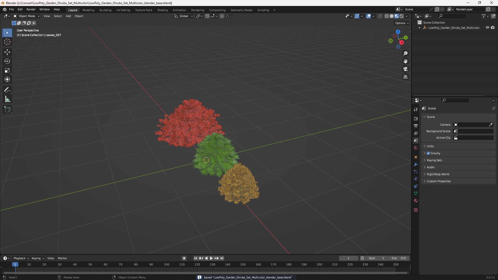 LowPoly Garden Shrubs Set Multicolor - view 10