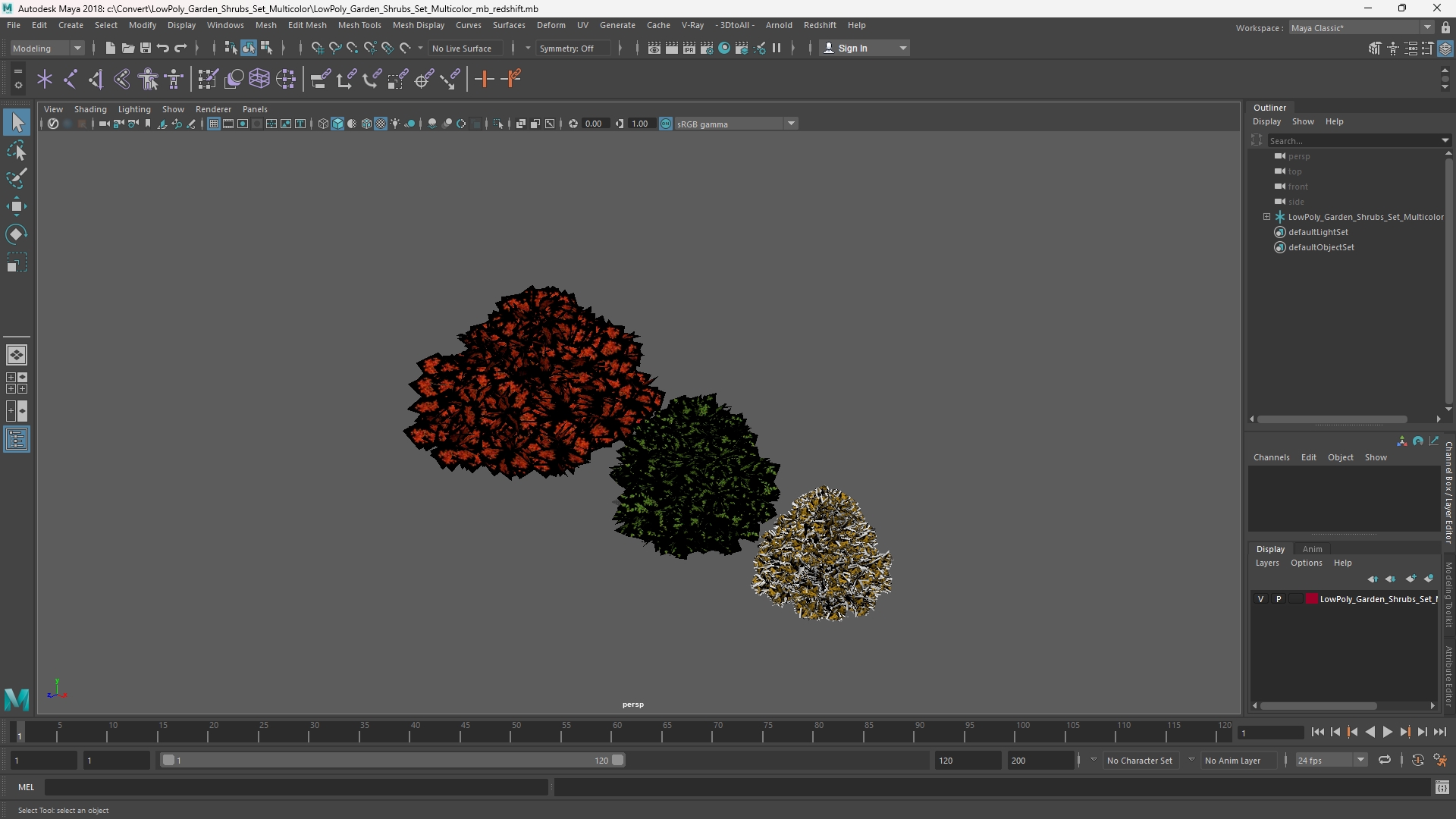 LowPoly Garden Shrubs Set Multicolor - view 11
