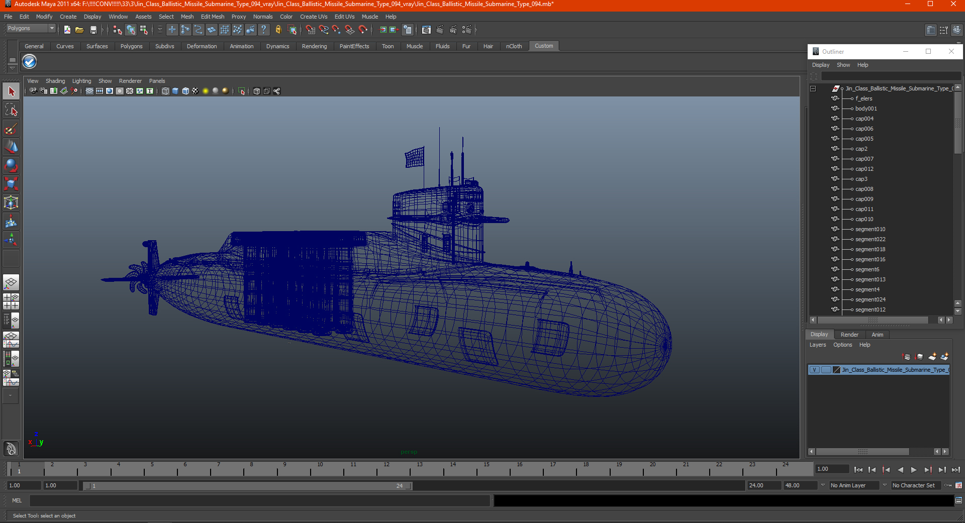 3D Jin Class Ballistic Missile Submarine Type 094