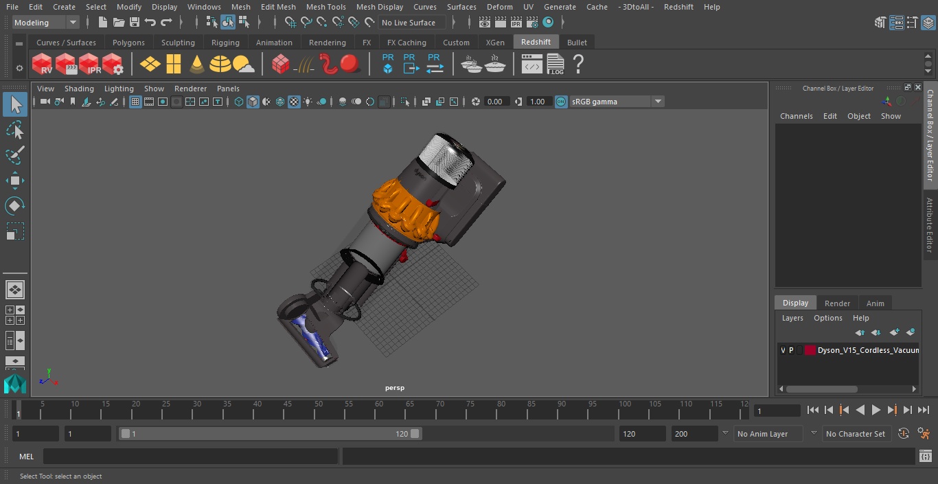 Dyson V15 Cordless Vacuum Cleaner with Hair Screw Tool 3D model