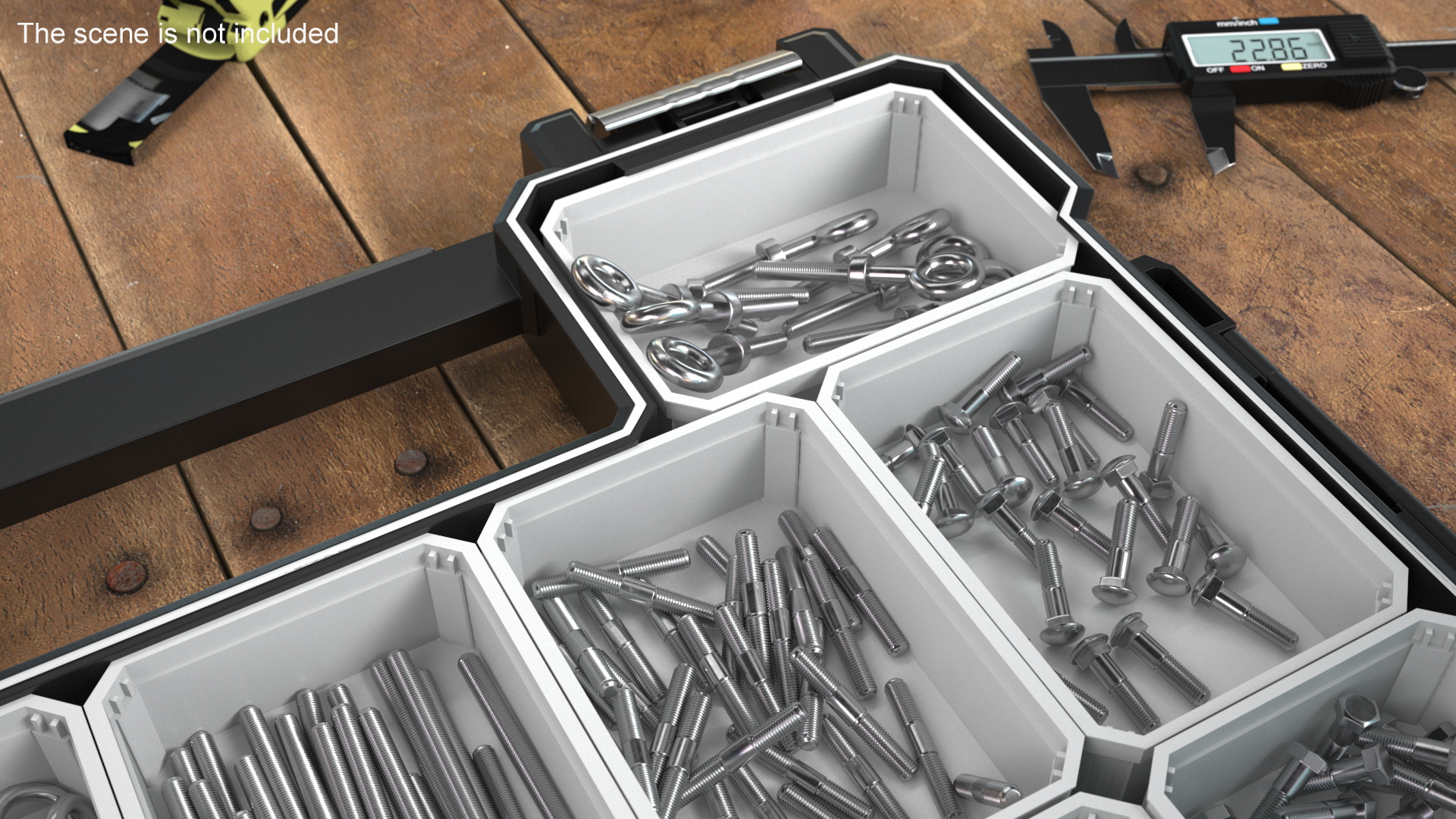 Chromed Steel Nuts and Bolts Kit 3D