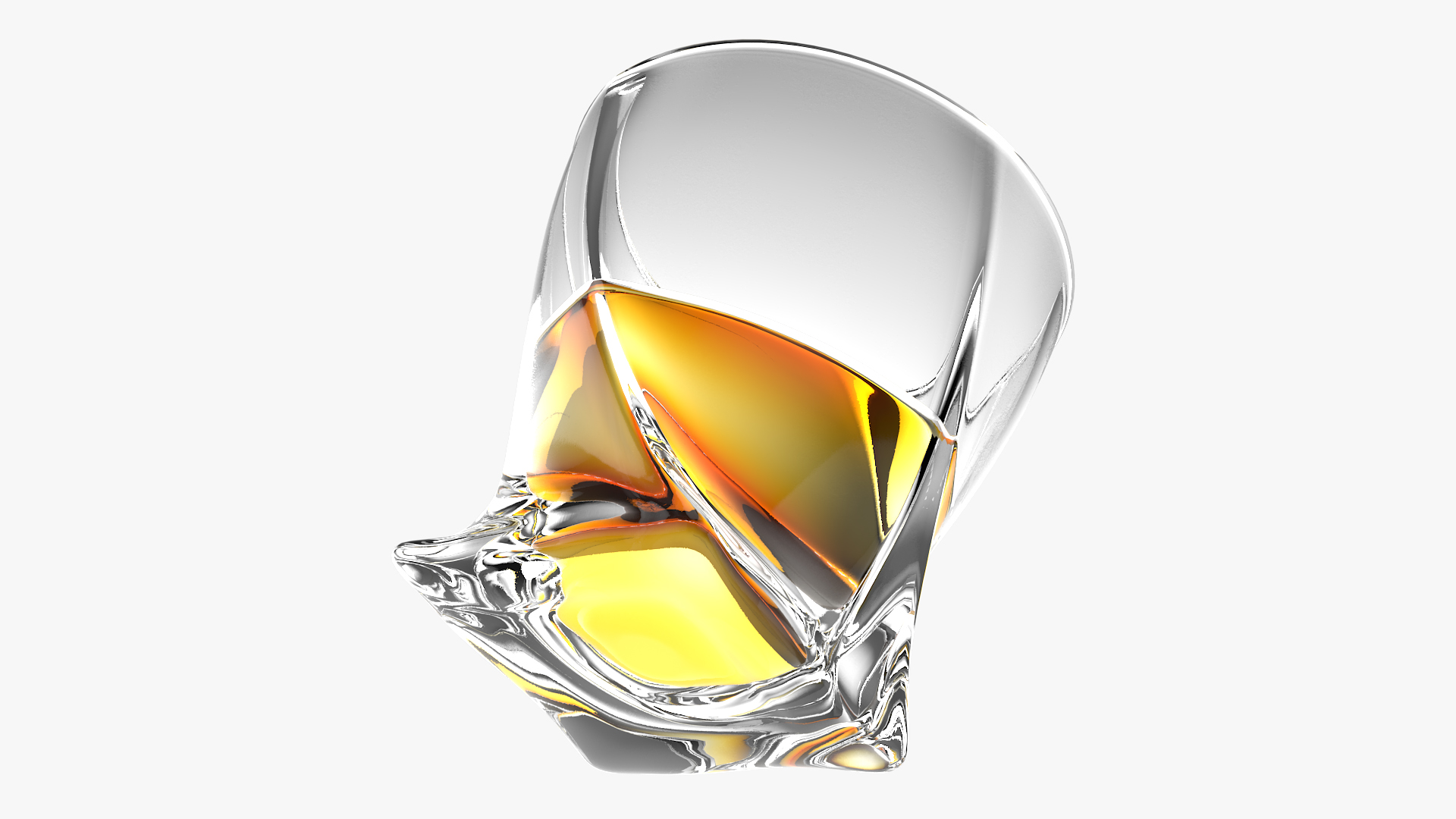 Twisted Rocks Glass With Whiskey 3D