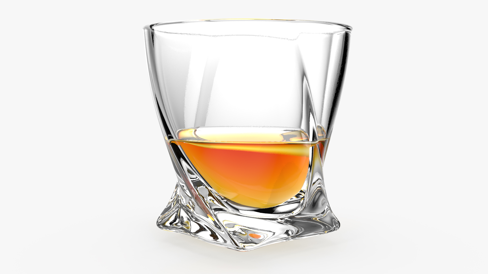Twisted Rocks Glass With Whiskey 3D