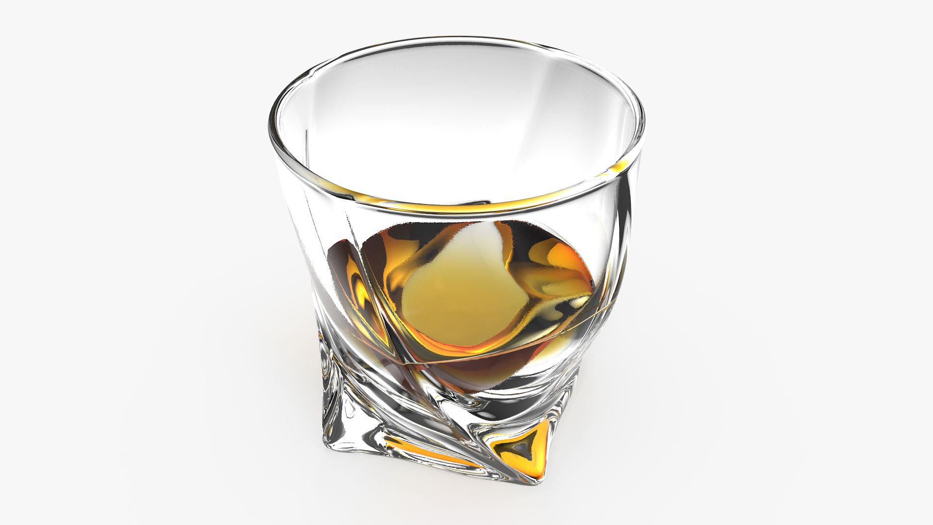 Twisted Rocks Glass With Whiskey 3D