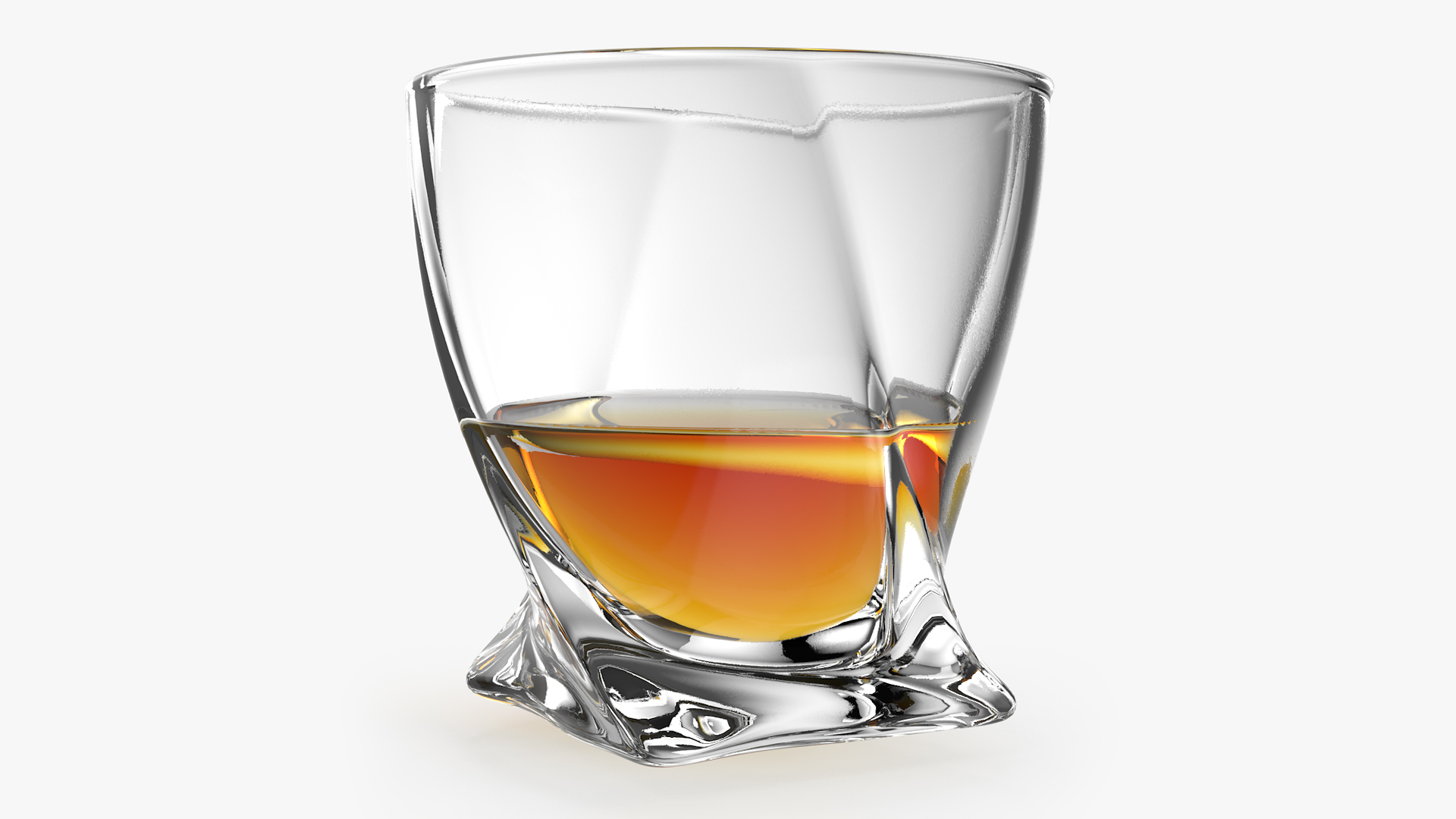 Twisted Rocks Glass With Whiskey 3D