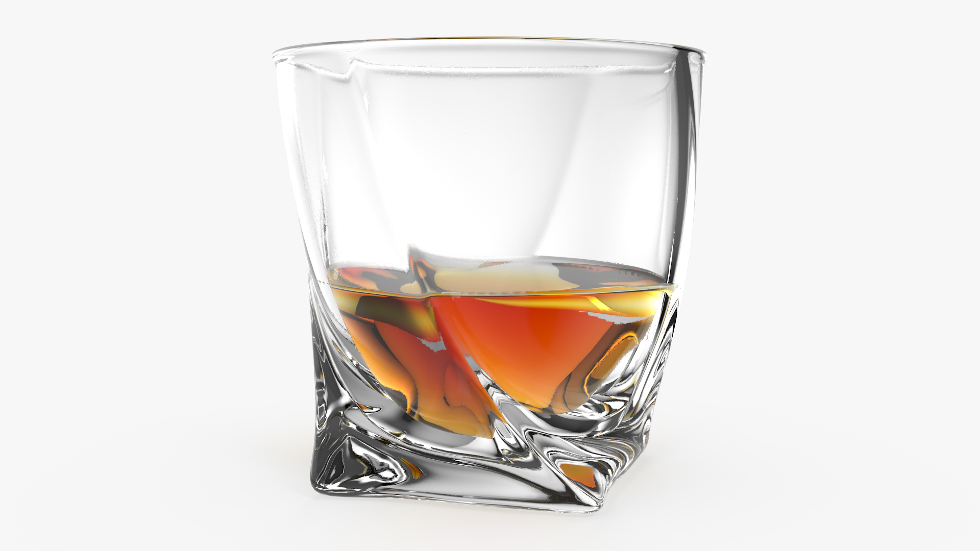 Twisted Rocks Glass With Whiskey 3D