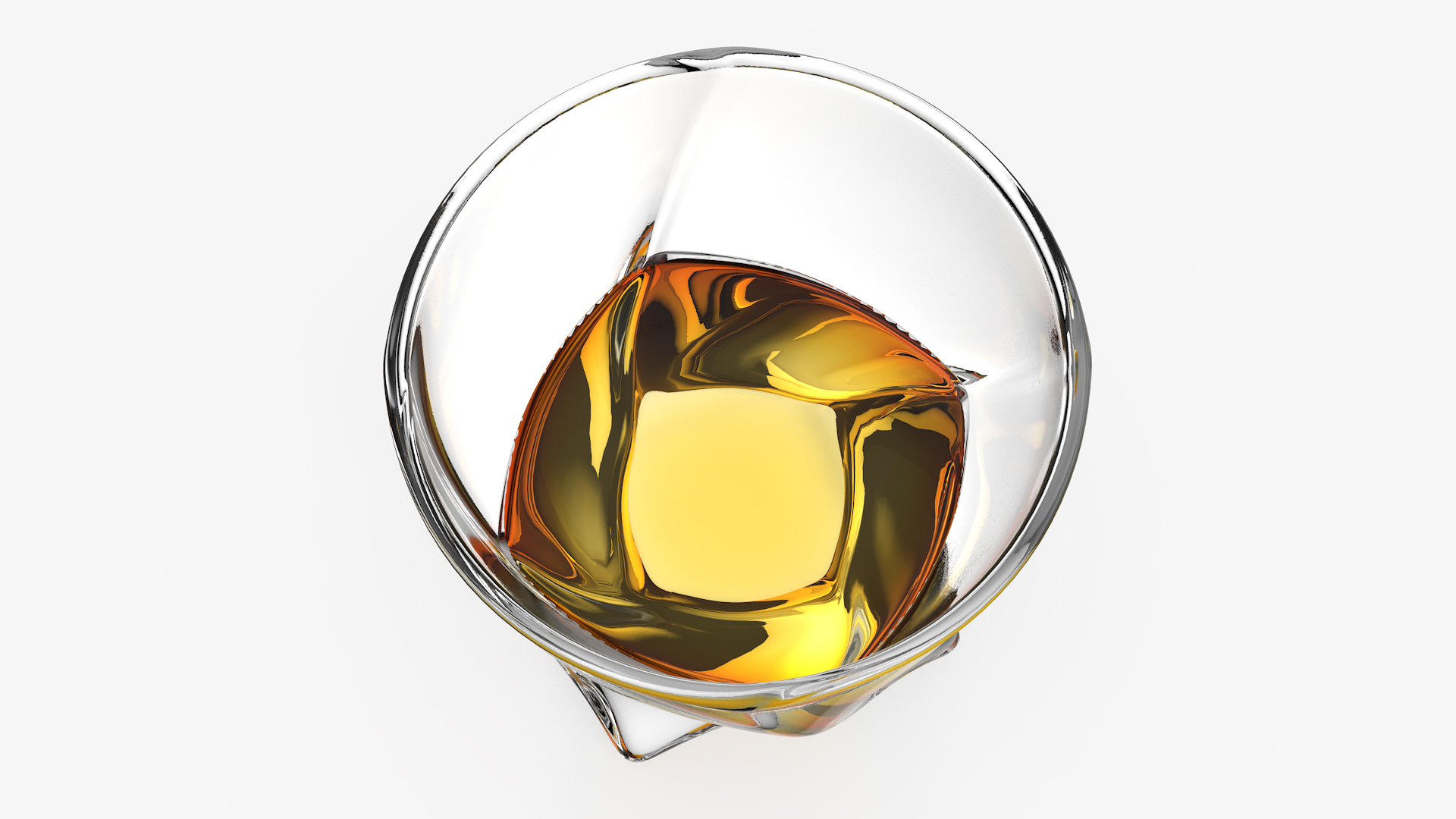 Twisted Rocks Glass With Whiskey 3D