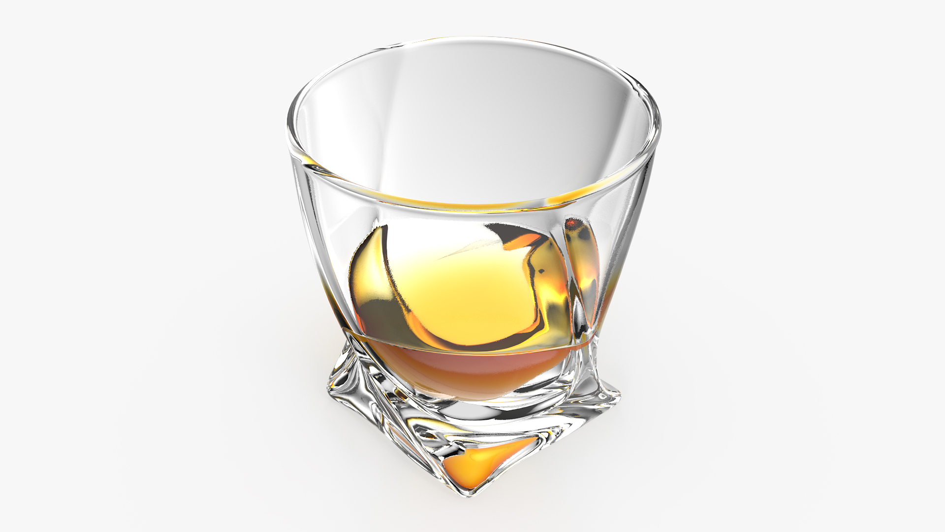 Twisted Rocks Glass With Whiskey 3D