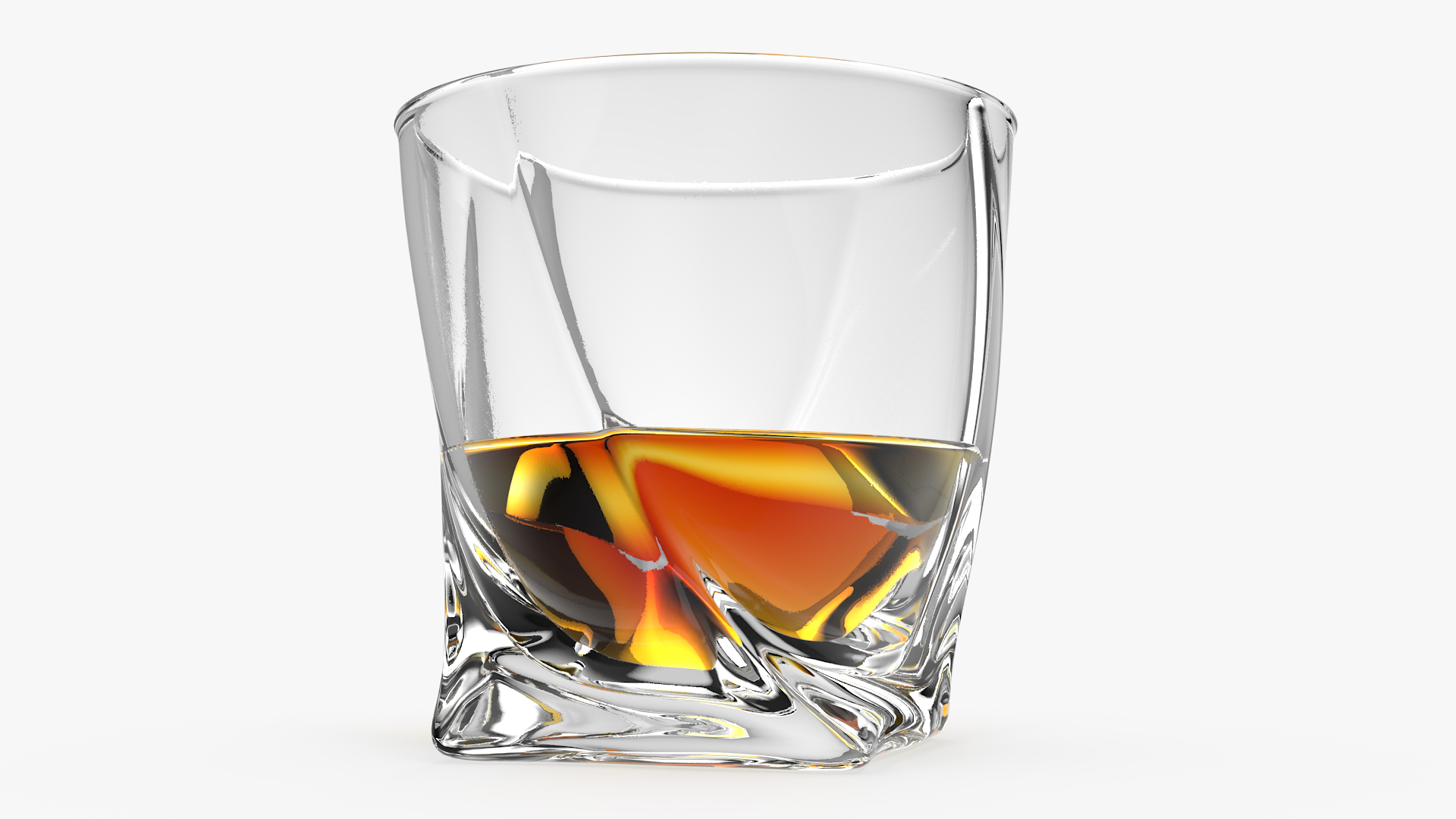 Twisted Rocks Glass With Whiskey 3D