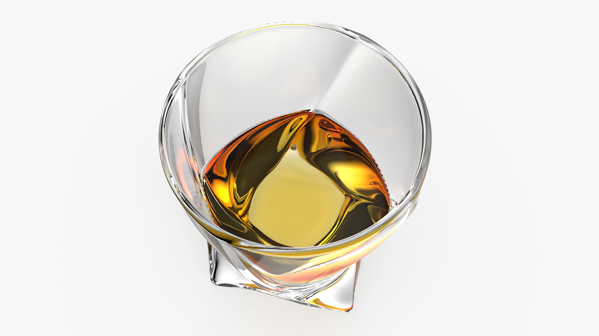 Twisted Rocks Glass With Whiskey 3D
