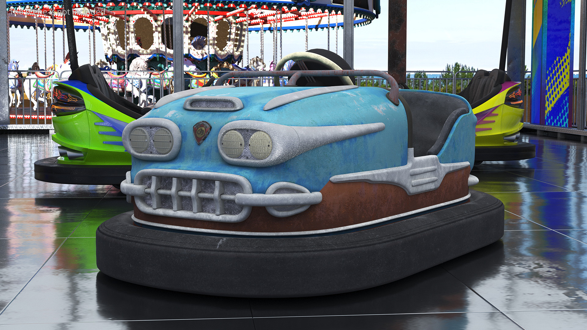Vintage Rare Bumper Car Gebr Ihle Blue Old 3D