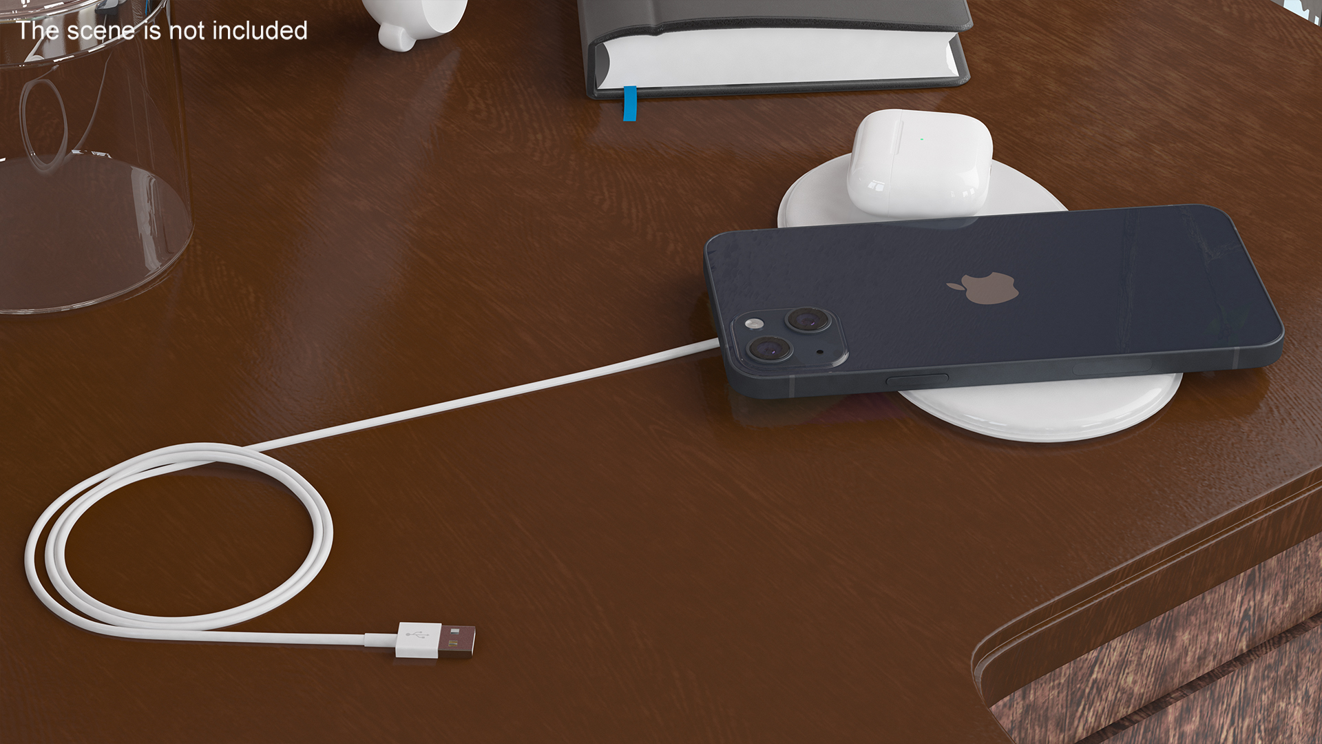 3D model Apple AirPower Wireless Charger with iPhone 14 Plus and AirPods 3