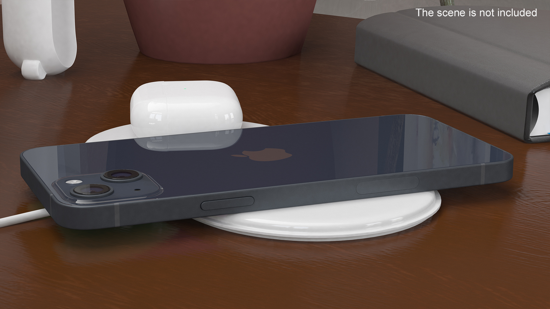 3D model Apple AirPower Wireless Charger with iPhone 14 Plus and AirPods 3