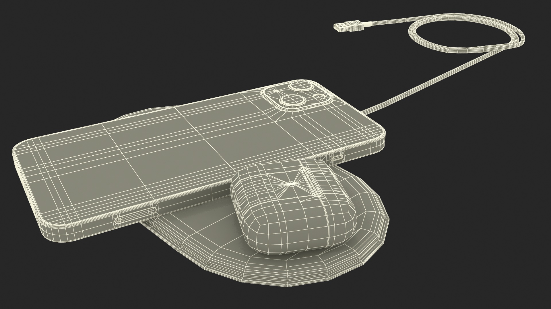 3D model Apple AirPower Wireless Charger with iPhone 14 Plus and AirPods 3