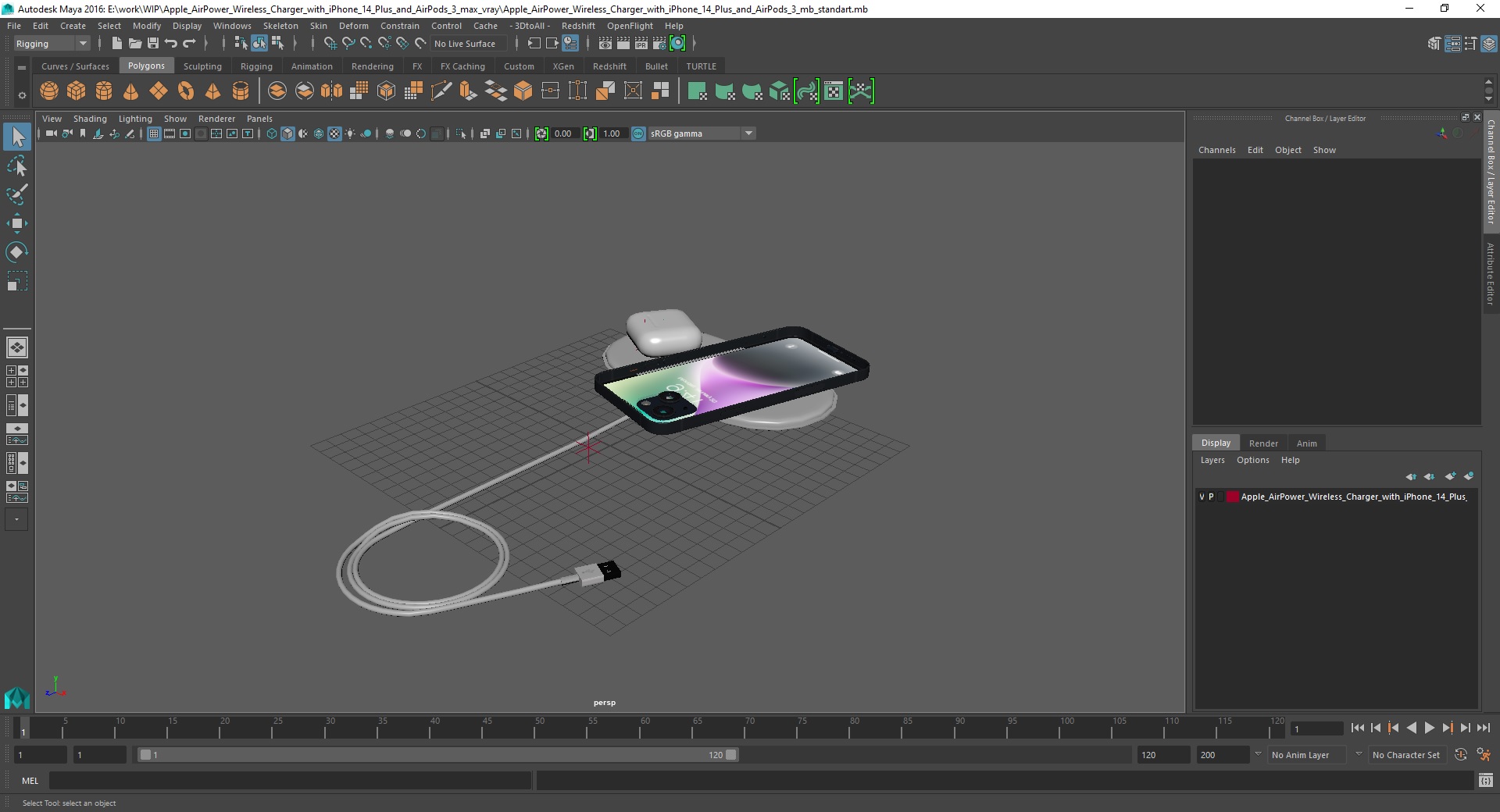 3D model Apple AirPower Wireless Charger with iPhone 14 Plus and AirPods 3
