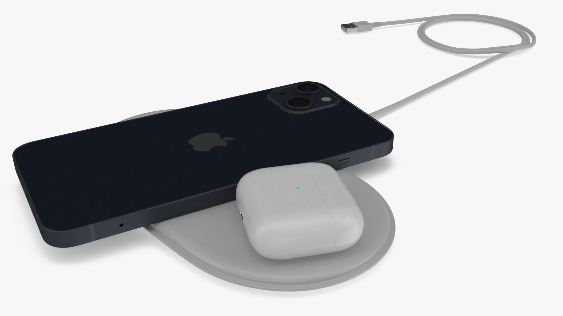 3D model Apple AirPower Wireless Charger with iPhone 14 Plus and AirPods 3