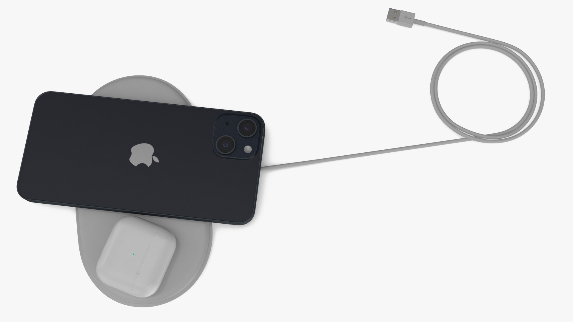 3D model Apple AirPower Wireless Charger with iPhone 14 Plus and AirPods 3