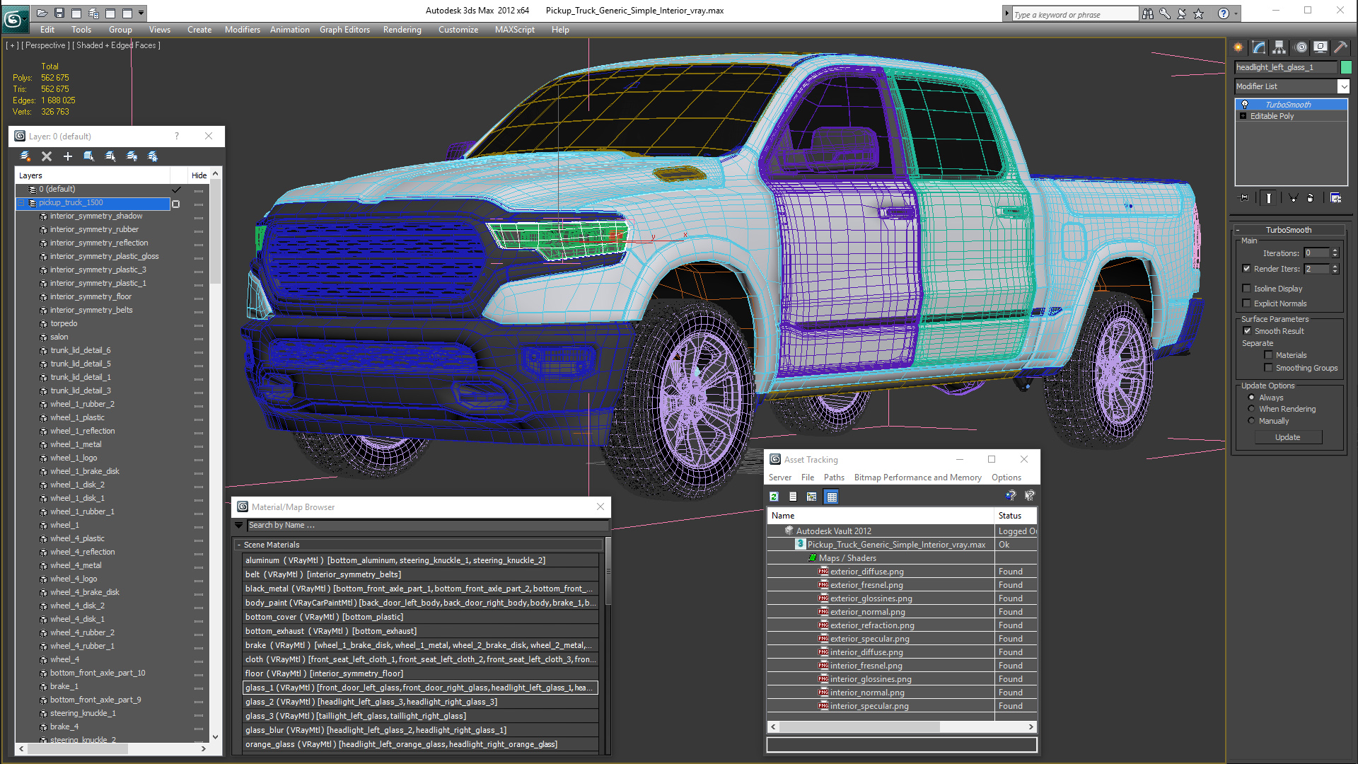 3D Pickup Truck Generic Simple Interior