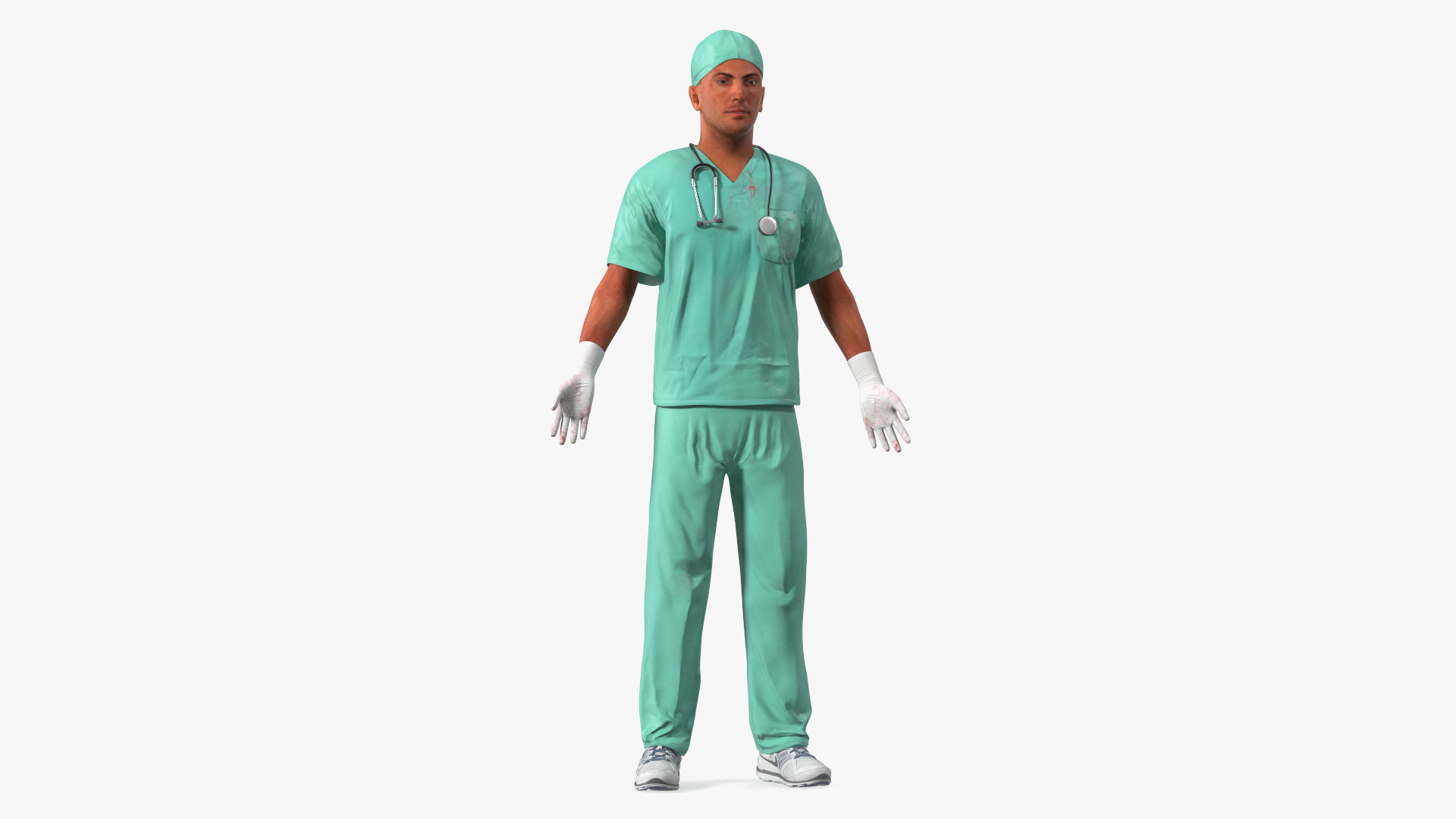 3D Male Surgeon Doctor Stained Blood Clothes
